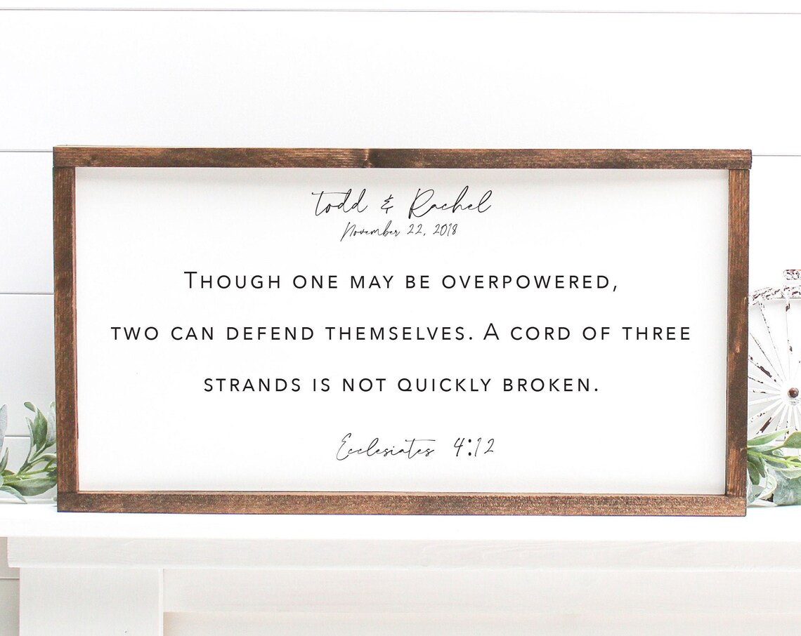 Personalized Wedding Bible Verse Ecclesiastes 4 12 Couple Sign Poster - Image 3