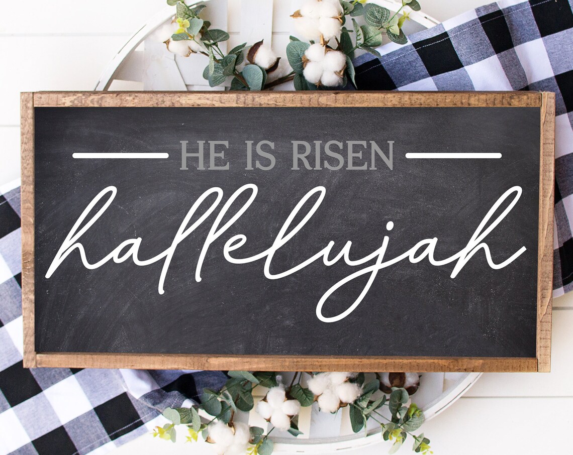 He Is Risen Hallelujah Christian Farmhouse Art Print