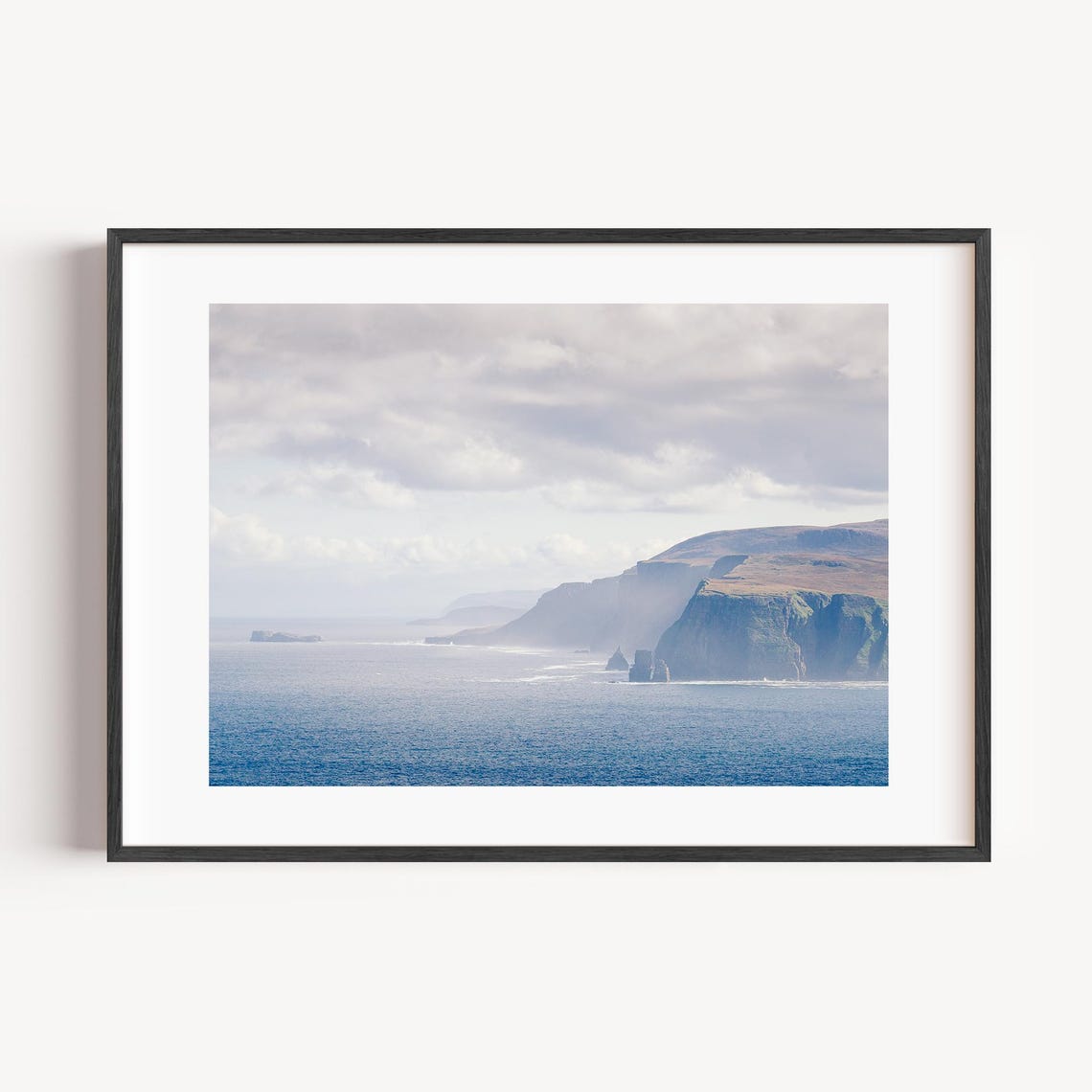 Cape Wrath Scotland Misty Blue Cliffs Dramatic Seascape Poster