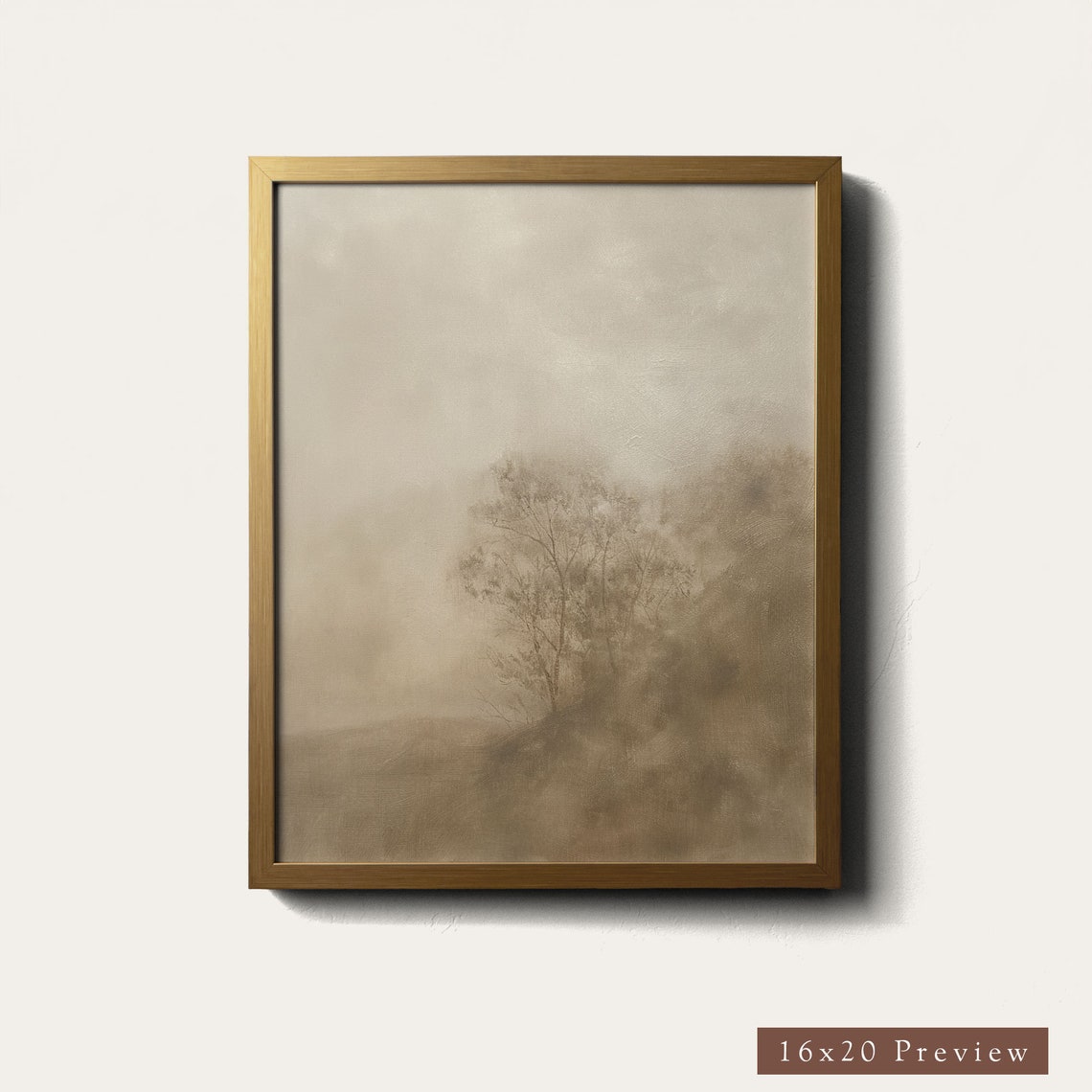 Abstract Sepia Landscape Distant Tree Cluster Vintage Poster - Image 5