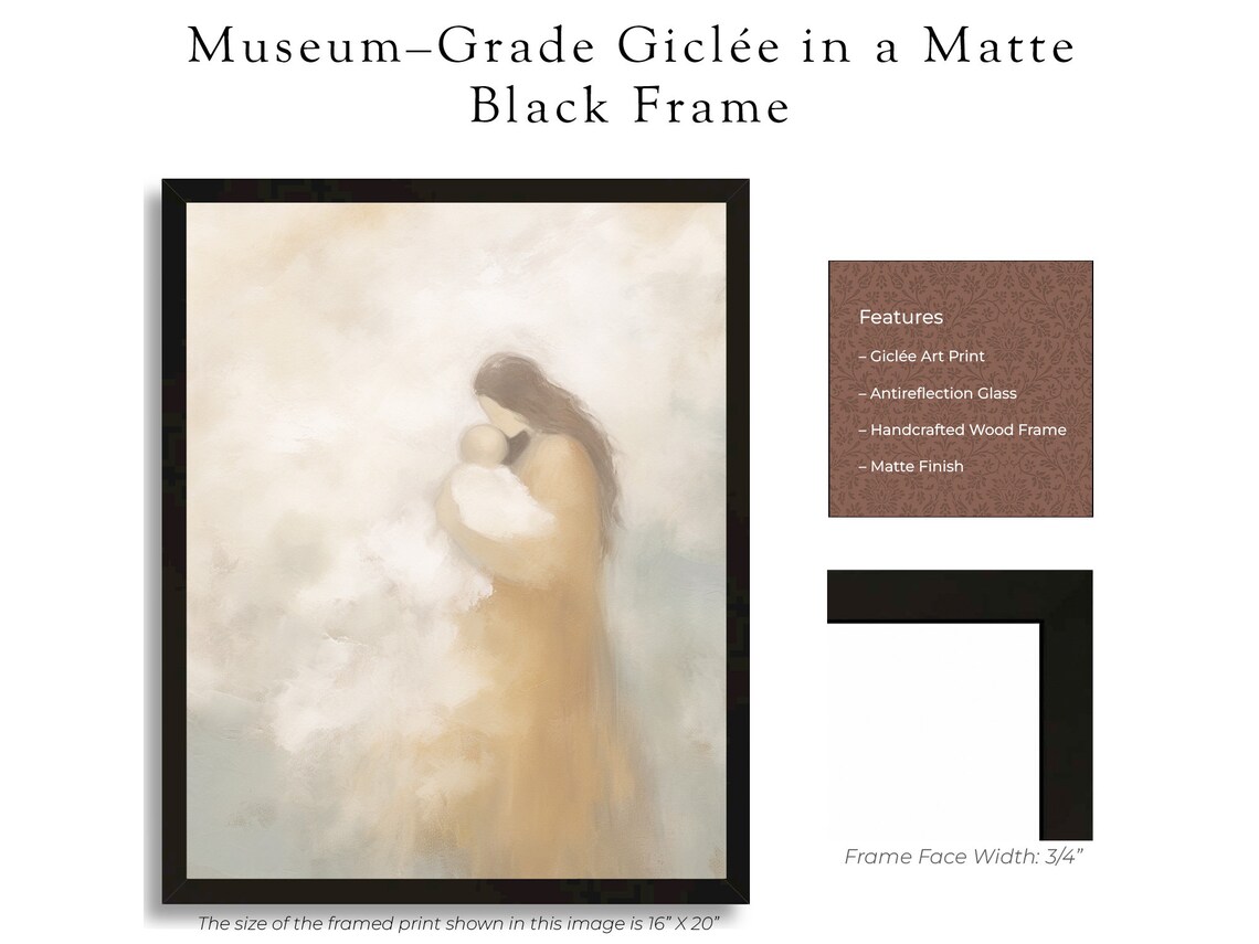 Framed Mary and Jesus Mother and Child Religious Faith Poster - Image 3