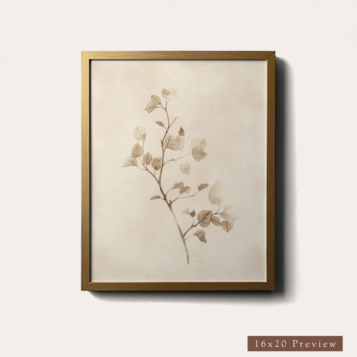 Delicate Branch Leaves Botanical Ink Sketch Vintage Art Poster - Image 4