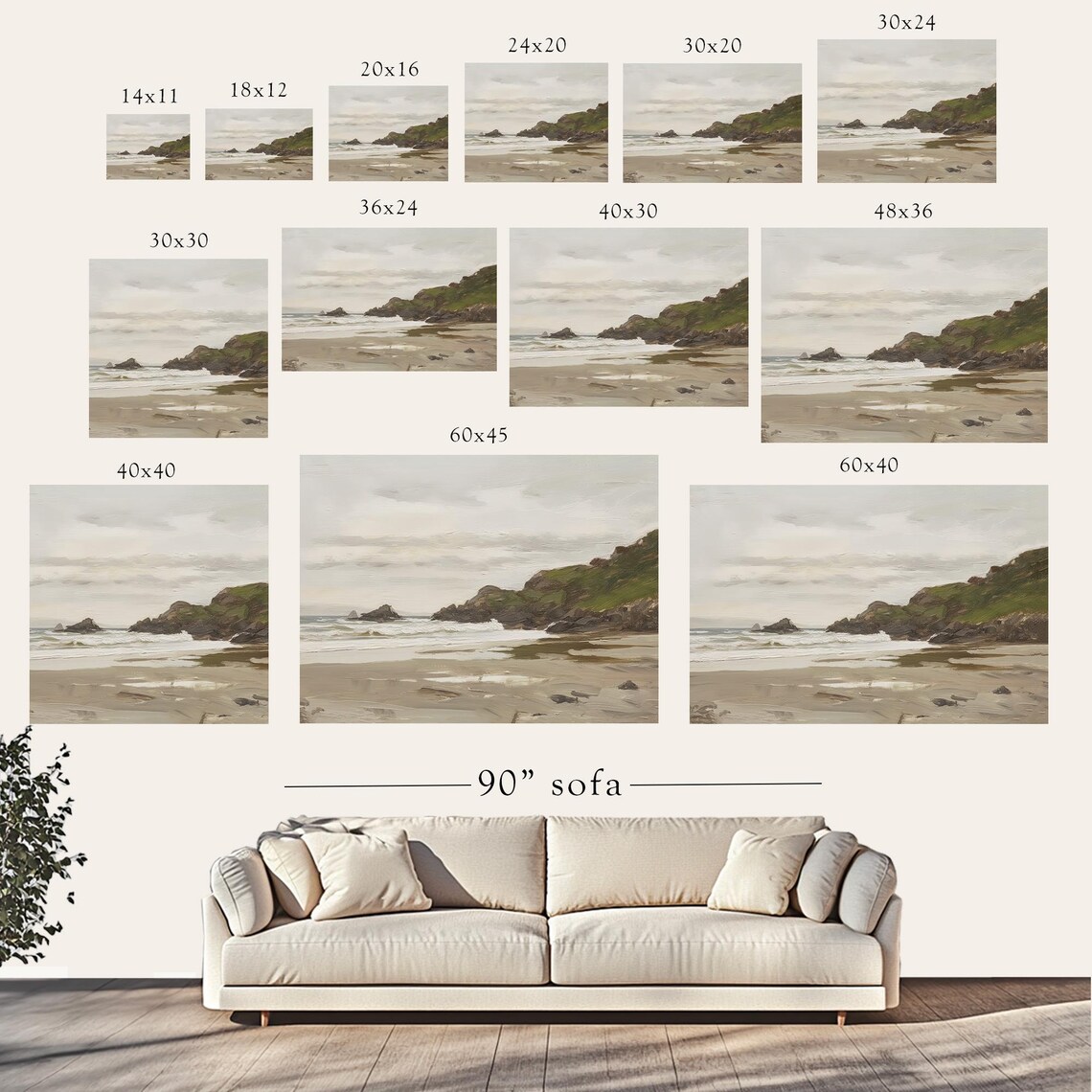 Vintage Coastal Landscape Art Print, Seaside Decor - Image 2
