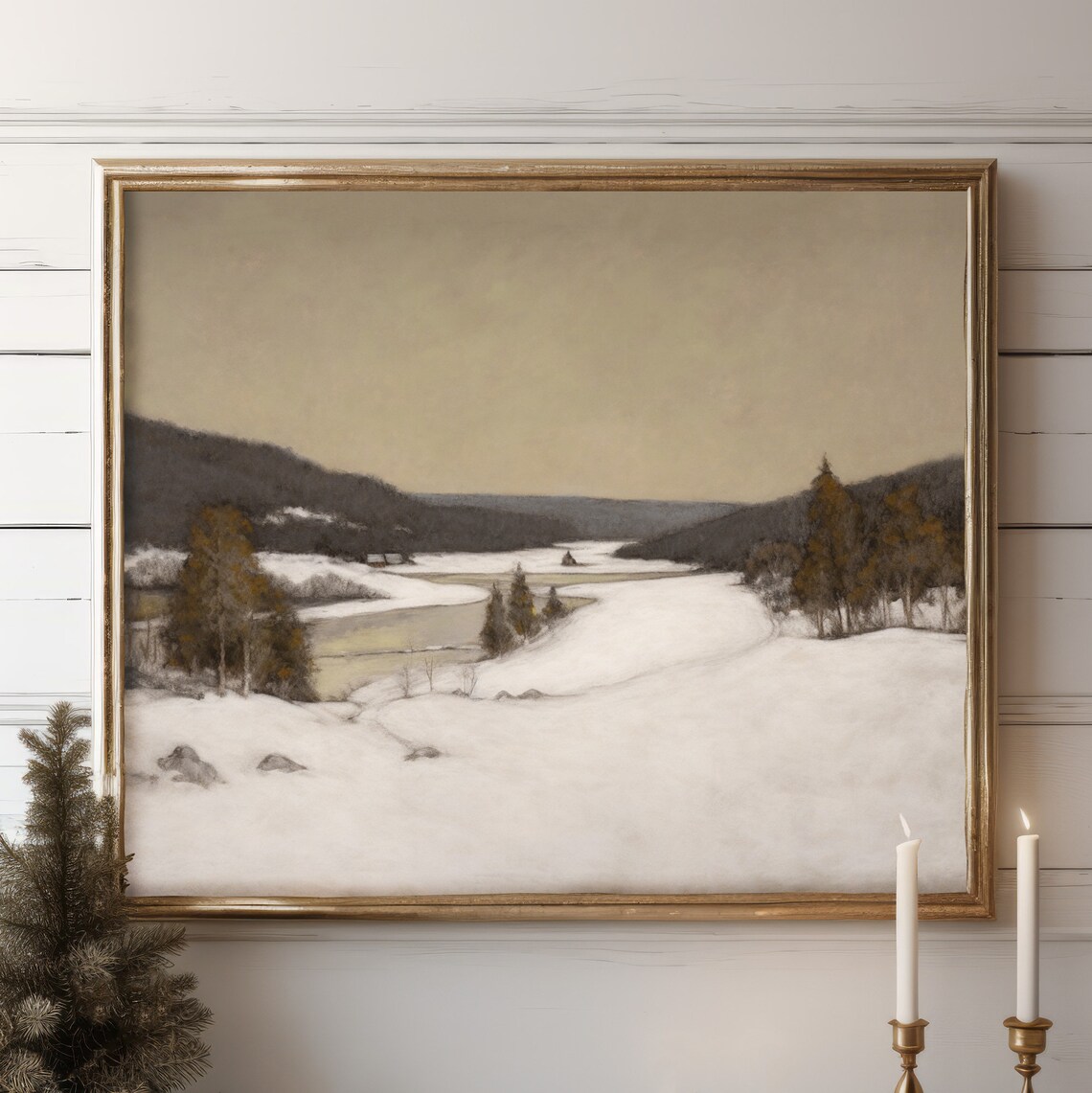 Vintage Winter Countryside Landscape Art Print - Image 5