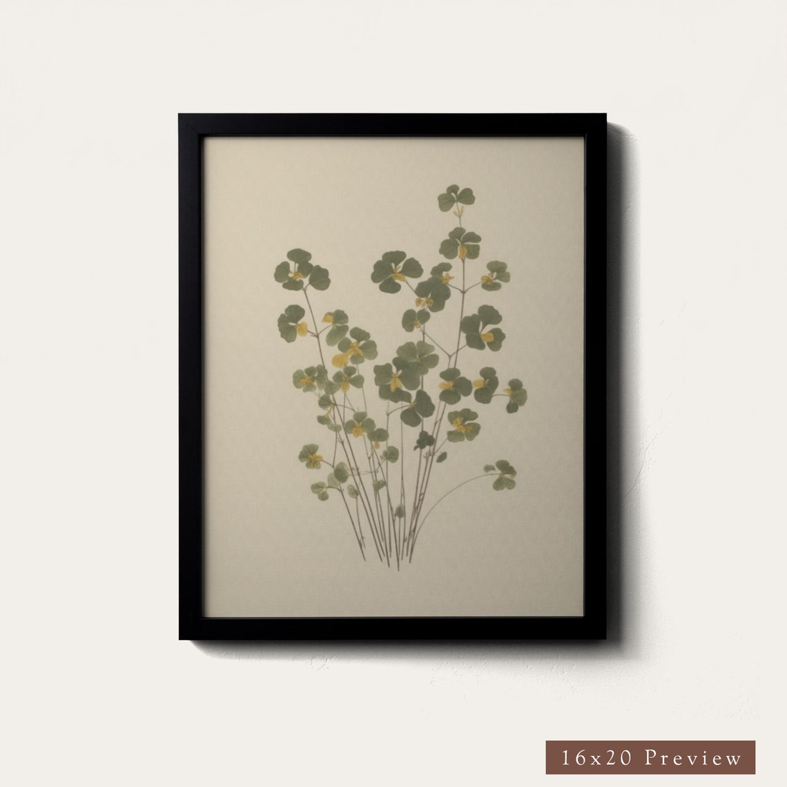 Clover Stem Botanical Pressed Yellow Blossom Vintage Art Poster - Image 3