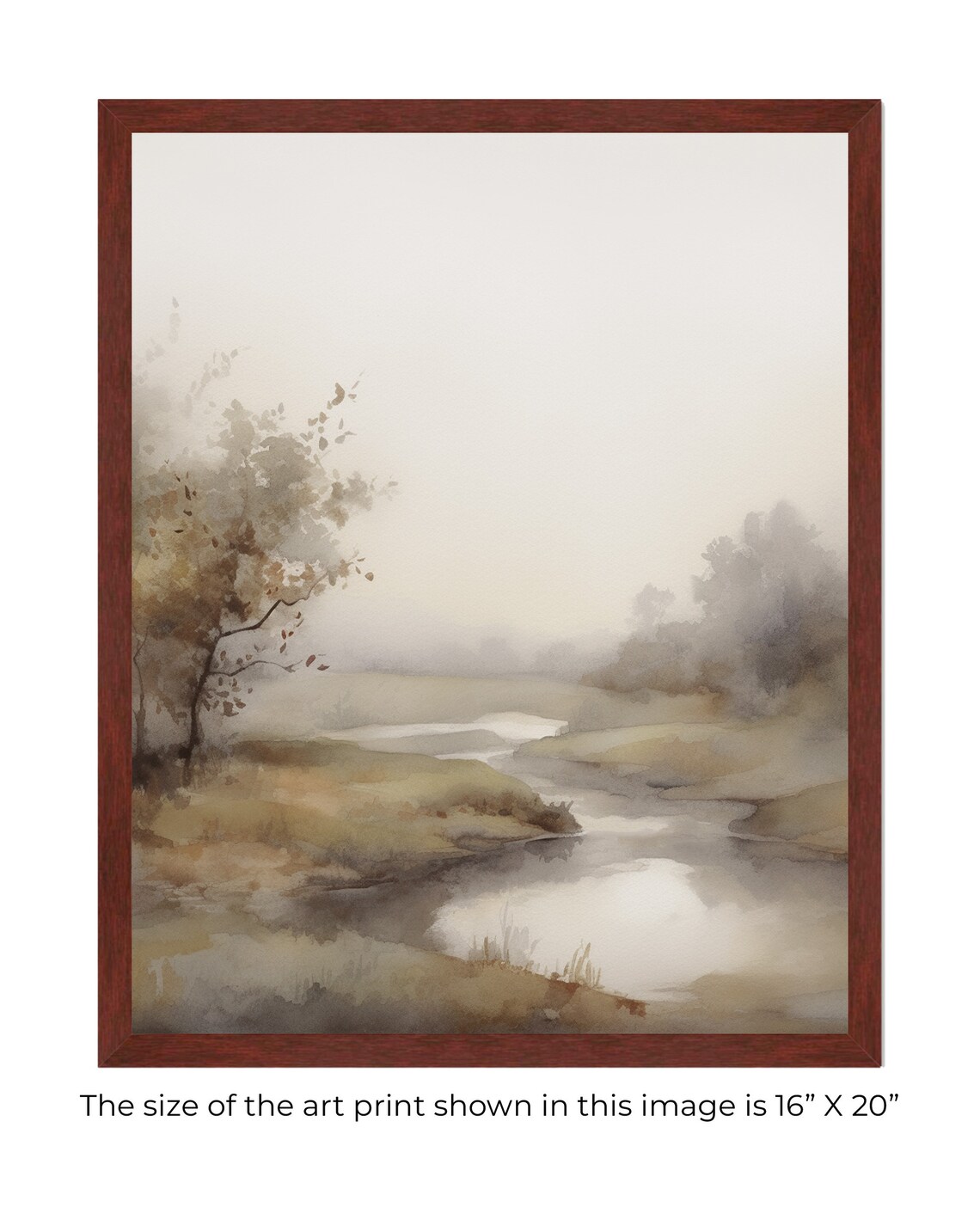 Neutral Fall Landscape, Abstract Watercolor Art Print - Image 5