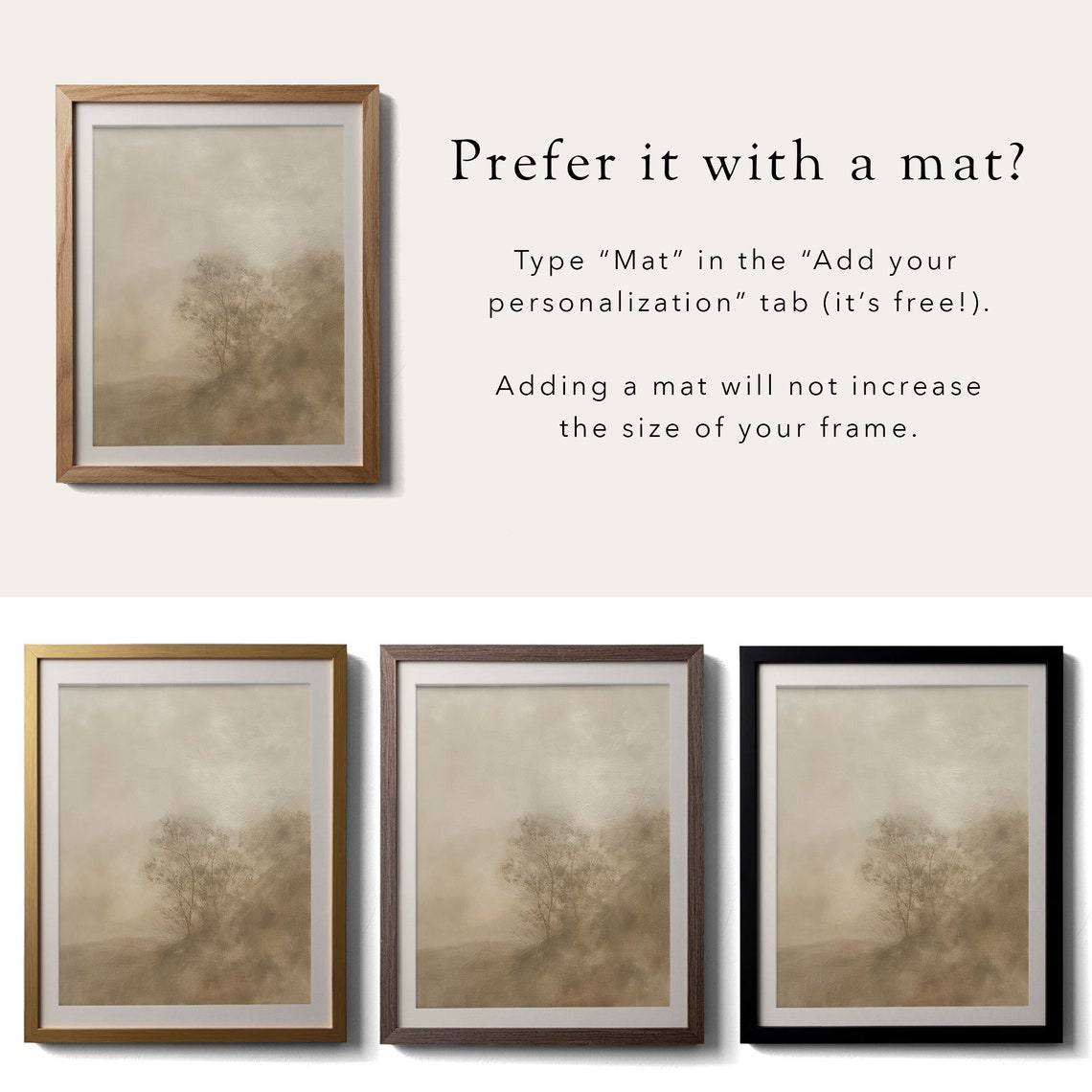 Abstract Sepia Landscape Distant Tree Cluster Vintage Poster - Image 2