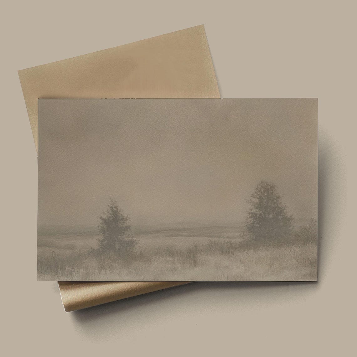Minimalist Winter Field Landscape Neutral Sepia Tones Poster - Image 3