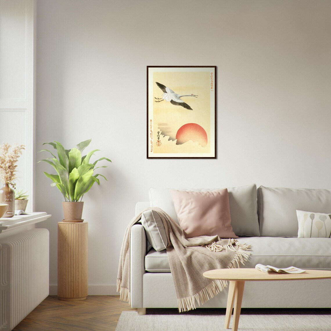 Japanese Ukiyo-E Crane at Sunrise Art Print - Image 4