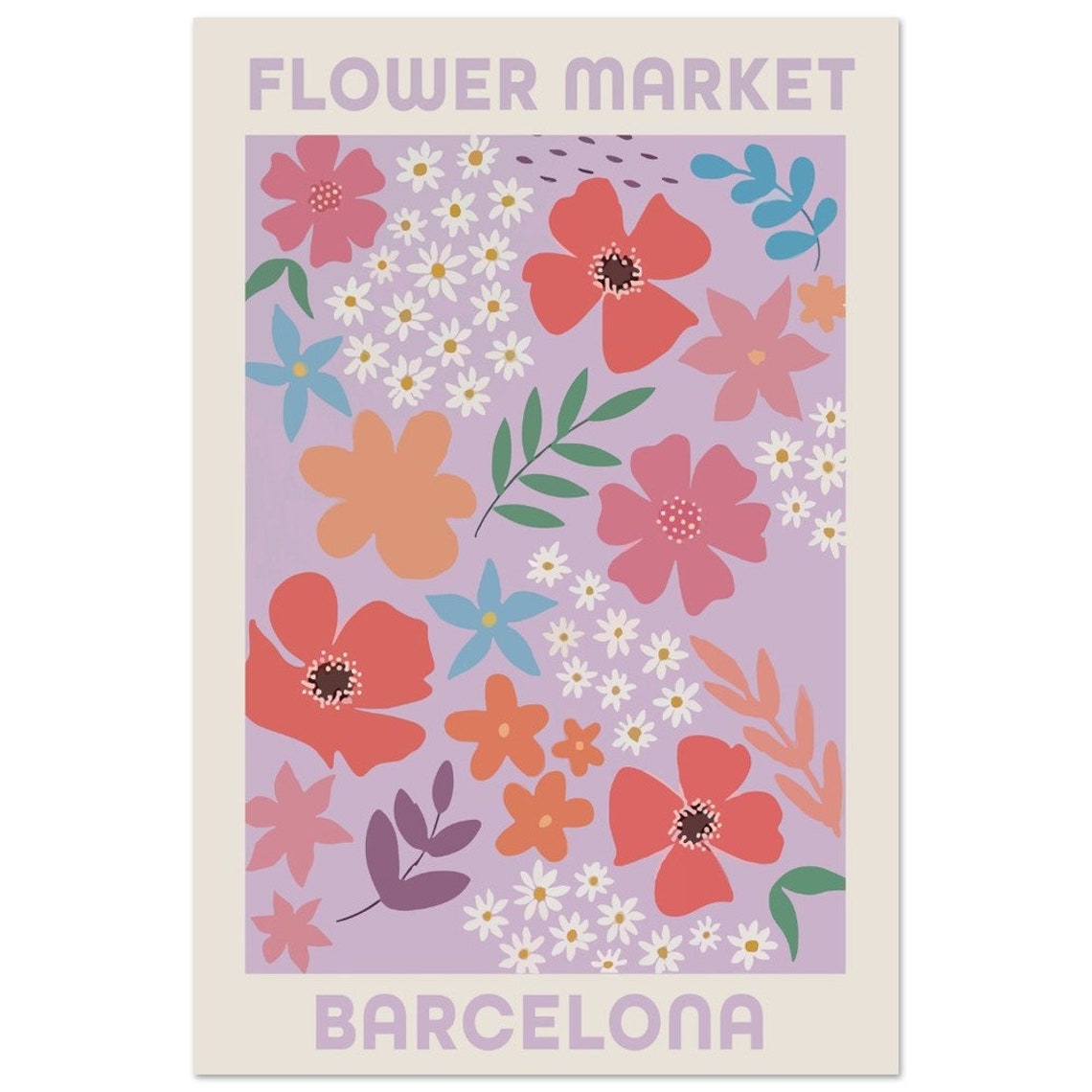 Flower Market Print, Barcelona Vintage Poster - Image 4