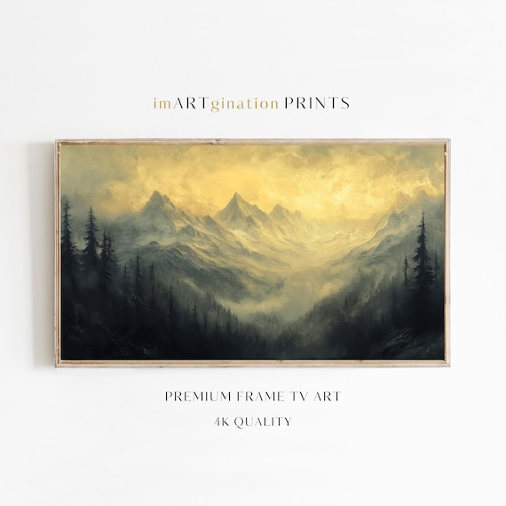 Mountain Frame Tv Art Vintage Mountain Fog Sun Art For Frame Tv Sun Art Mountain Painting Decor Forest Fog Sunray Mystical Frame Tv