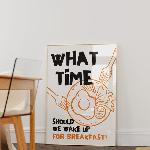 Trendy Breakfast Food Print Funny Breakfast Club Decor Modern Kitchen Wall Art Trendy Food Art Poster Eggs And Bacon Print