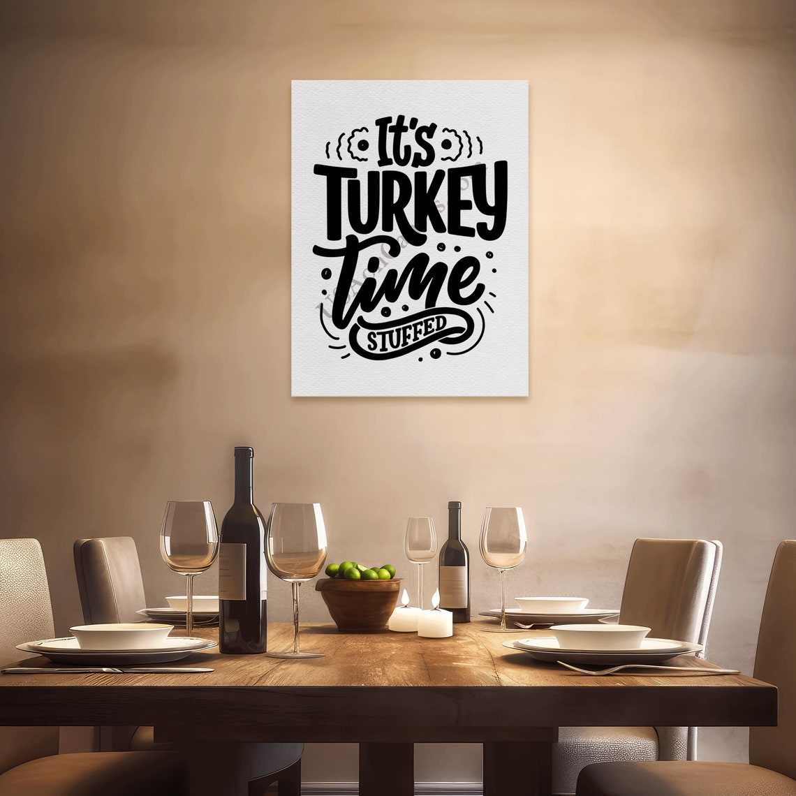 Its Turkey Time Stuffed Fun Thanksgiving Quote Typography Poster