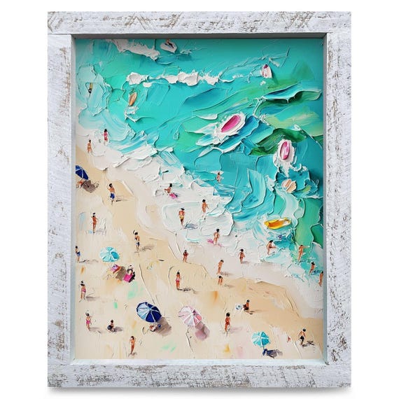 Colorful Surf Real Wood Framed Wall Art Print