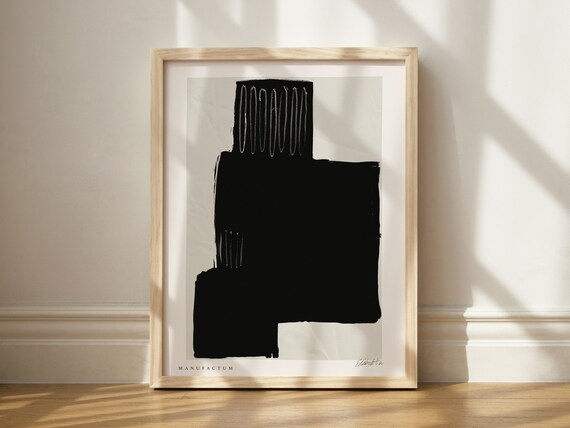 Black Abstract Sculptural Blocks Japandi Minimalist Art Print