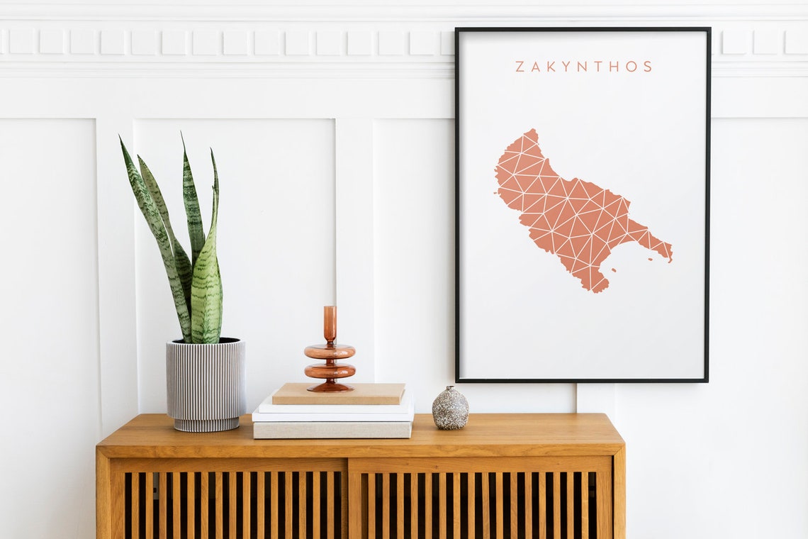 Zakynthos Print Zante Greece Map Travel Poster Minimalist Geometric Wall Art - Image 2