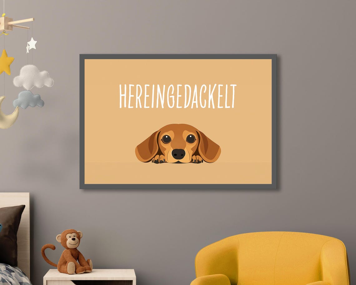 Funny Dachshund Quote Minimalist Tan German Text Dog Lover Poster