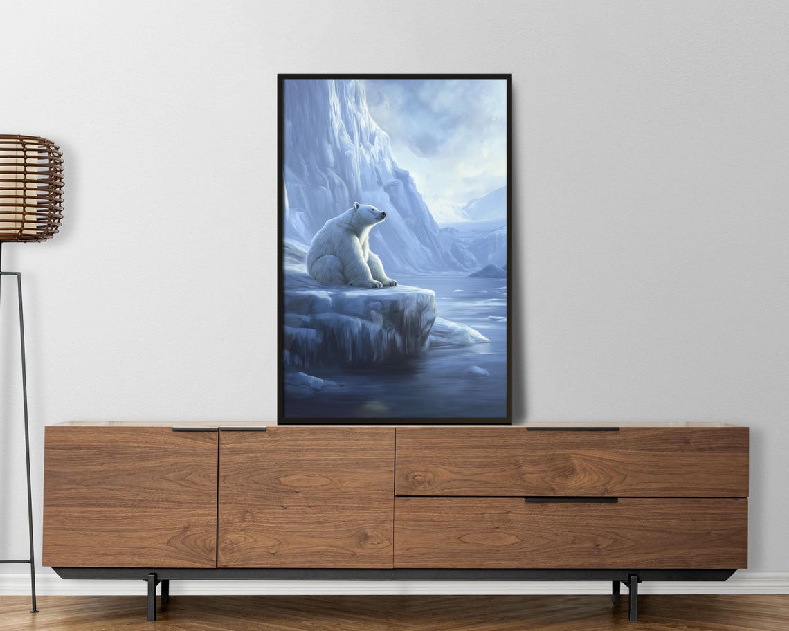 Polar Bear Sitting On Arctic Iceberg Blue Glacier Wildlife Poster - Image 5