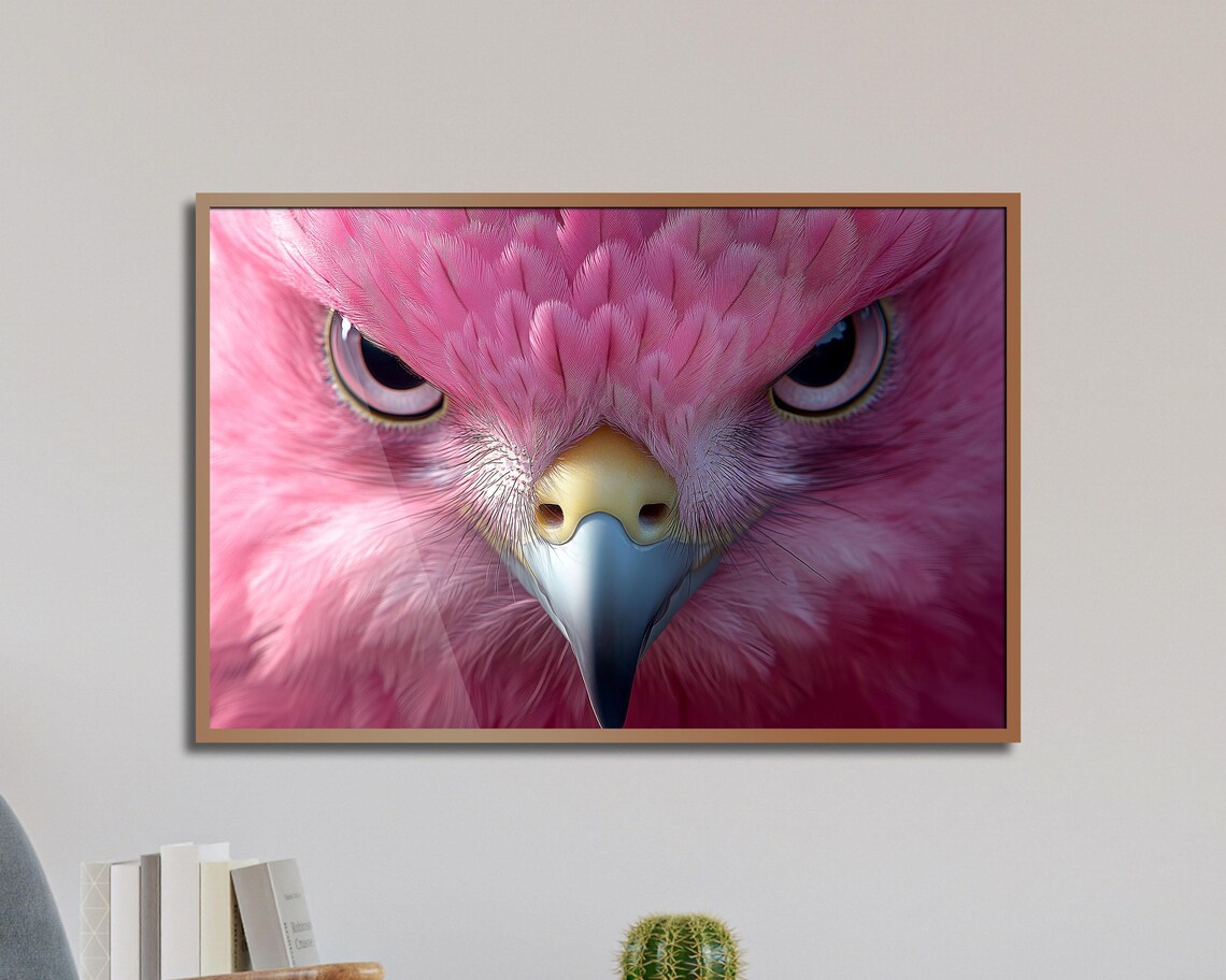Fierce Pink Hawk Close Up Portrait Bold Bird of Prey Photo Poster - Image 2