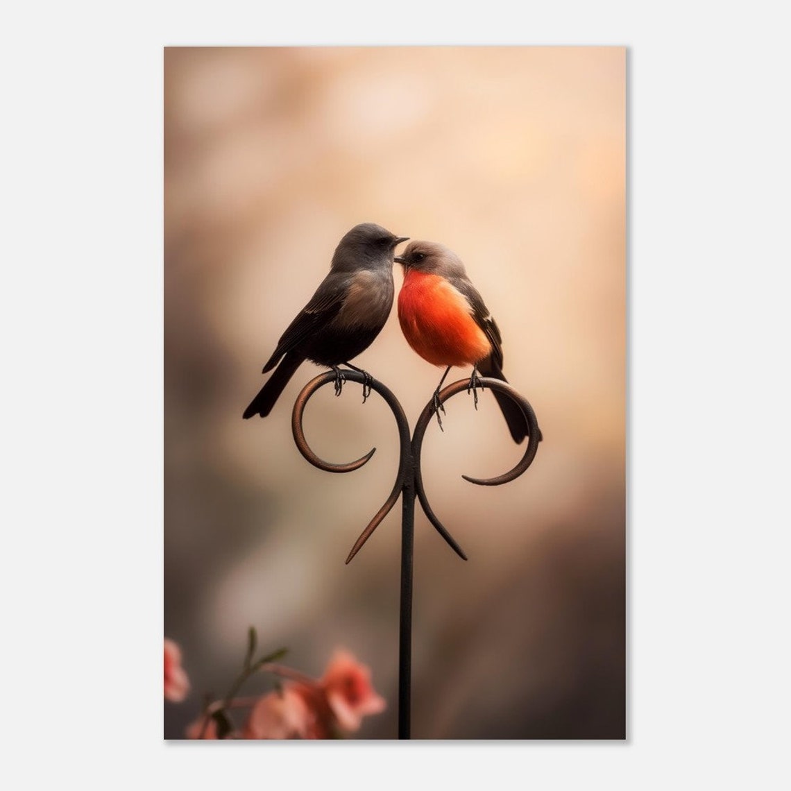 Two Birds On Heart Ironwork Perch Tender Romantic Bird Pair Poster - Image 3