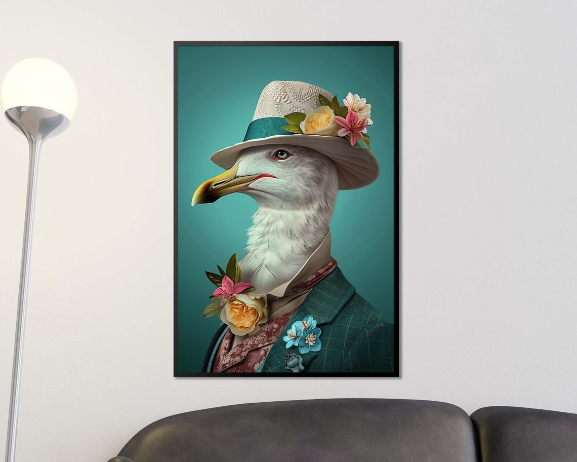 Dapper Bird In Floral Hat And Tailored Suit Elegant Animal Portrait - Image 2