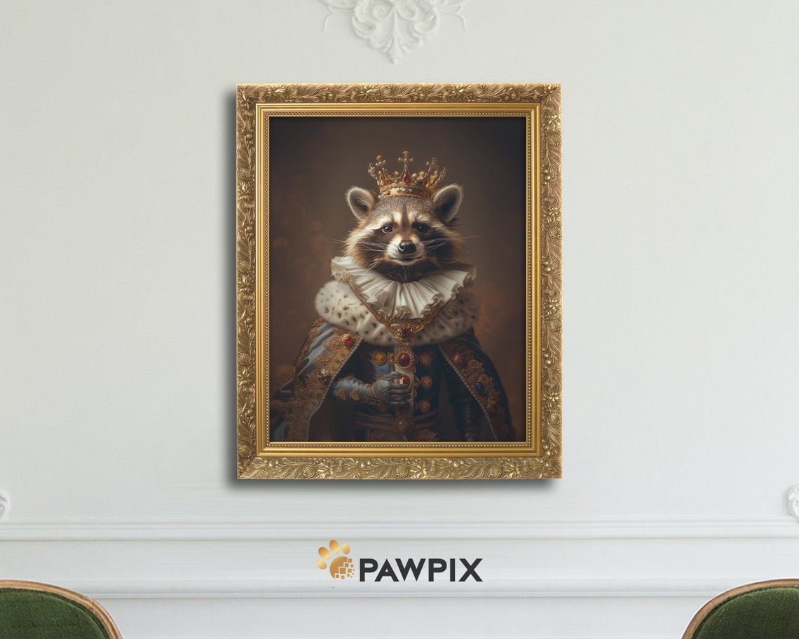 Royal Raccoon In Gold Crown Ermine Ruff Regal Portrait Wall Poster - Image 4