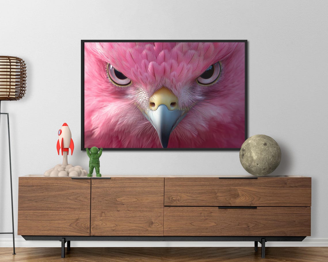 Fierce Pink Hawk Close Up Portrait Bold Bird of Prey Photo Poster - Image 5