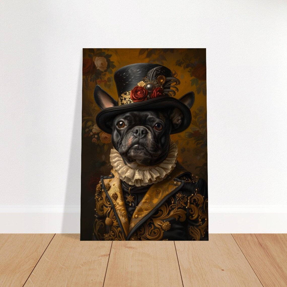Aristocratic Black French Bulldog Top Hat Baroque Pet Portrait Poster - Image 4