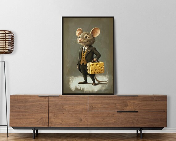 Business Mouse Wall Art Funny Animal Poster Cute Office Decor Director Mouse Poster Perfect Job Collection