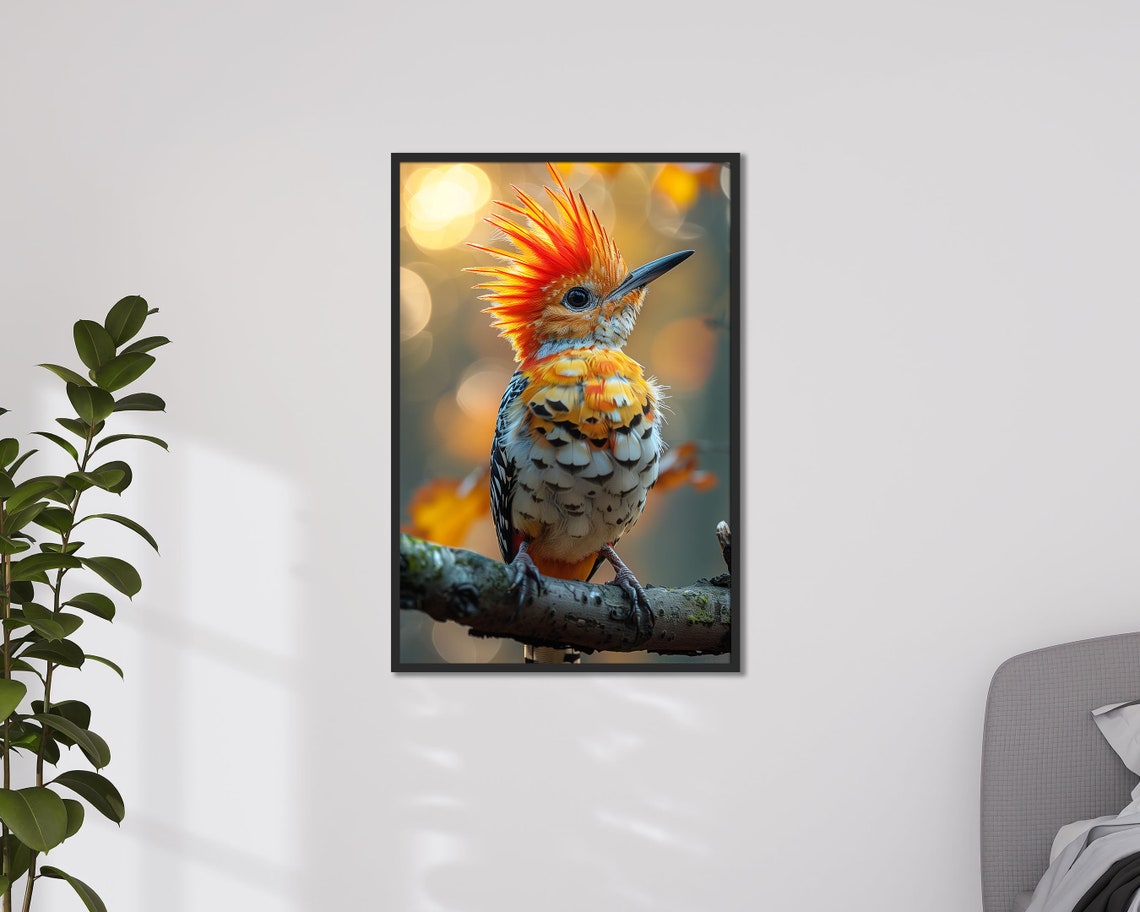 Hoopoe Bird Orange Crest Close Up Wildlife Birdwatcher Wall Poster - Image 4