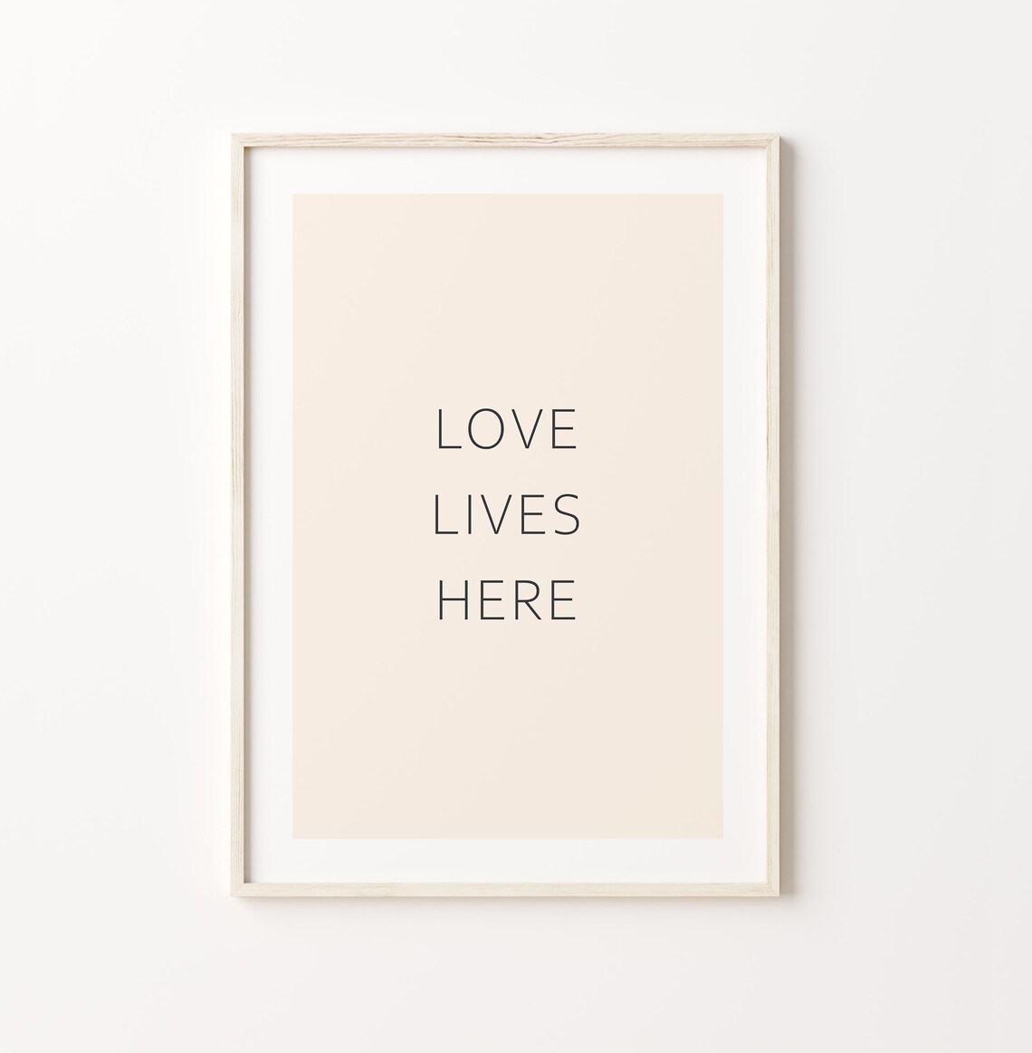Love Lives Here Light Pink Wall Art Art Home Wall Decor Living Room Decor Typography Art Print Instant