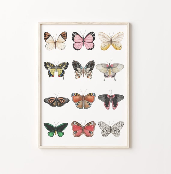 Butterfly Art Farmhouse Nursery Decor Girls Room Decor Butterfly Wall Art Butterfly Art Set Instant