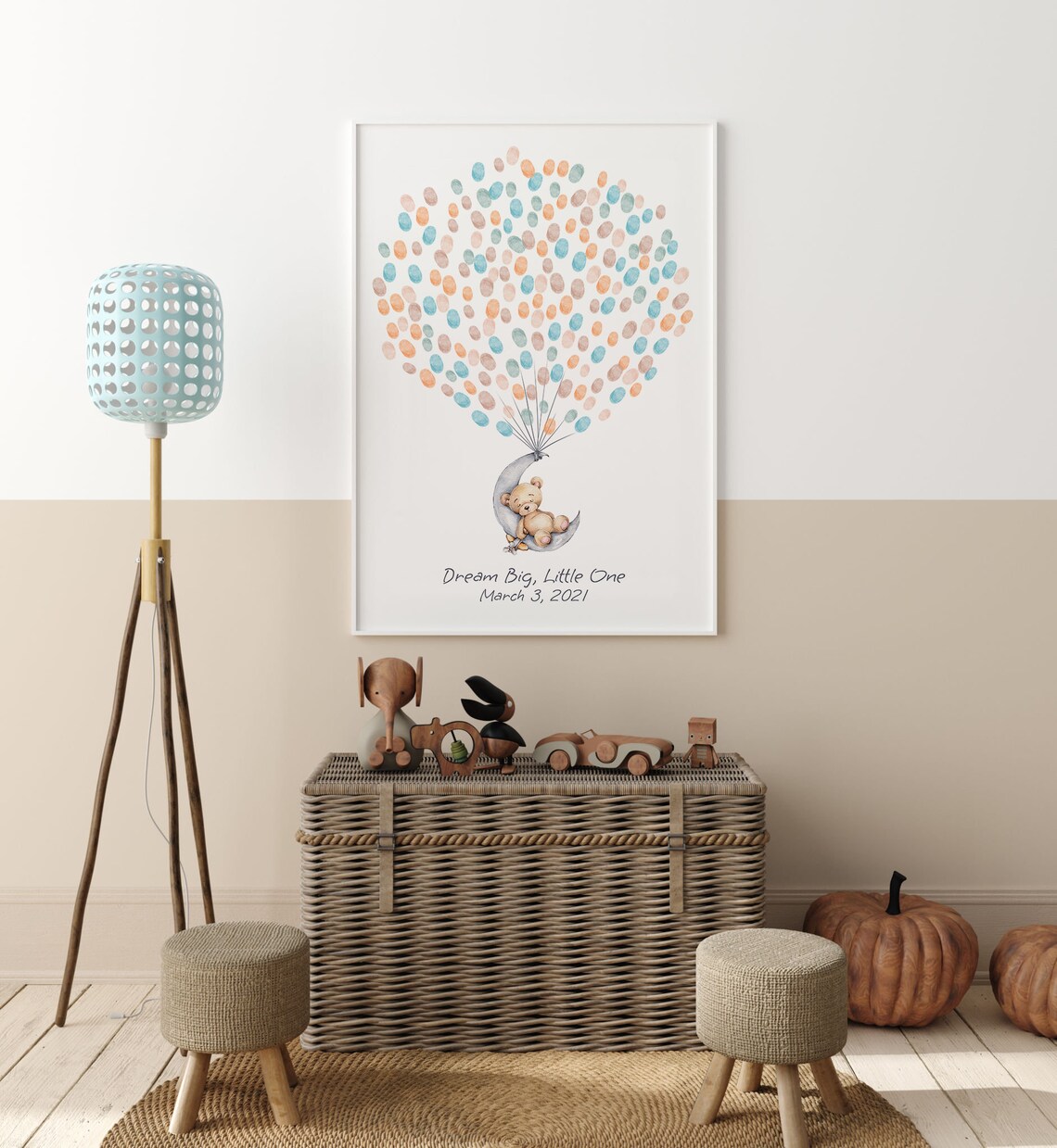 Baby Bear On The Moon, Watercolor Birthday Art Print - Image 3