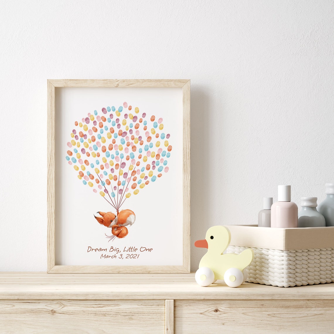 Baby Fox Watercolor Guest Book, Birthday Keepsake - Image 3