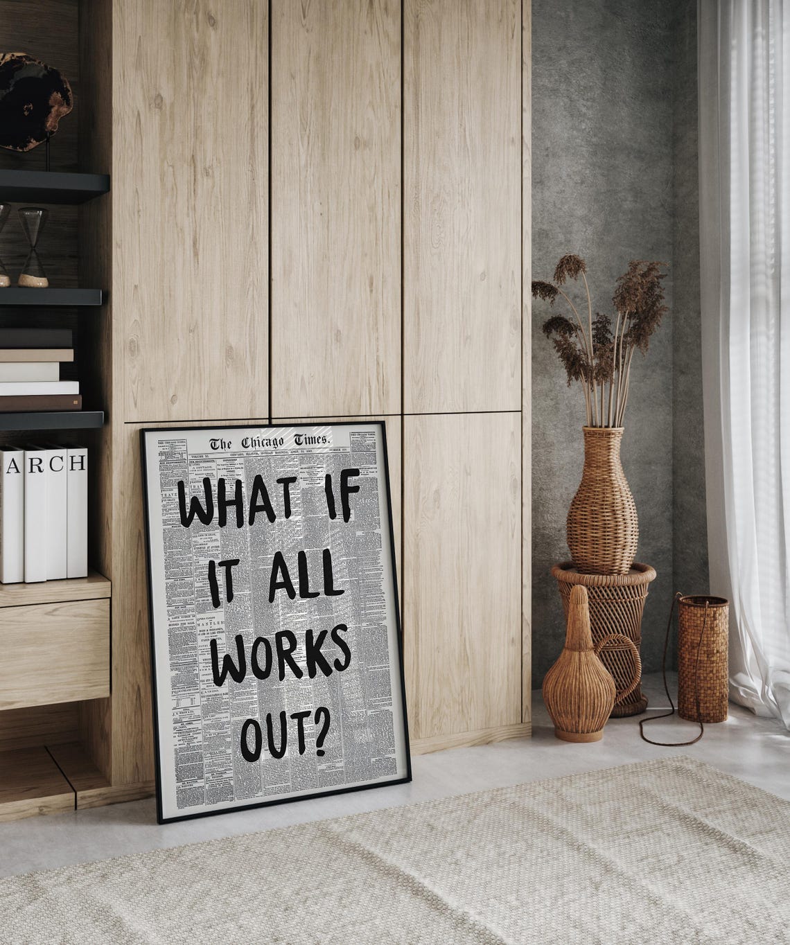 What If It All Works Out Newspaper Quote Motivational Wall Art