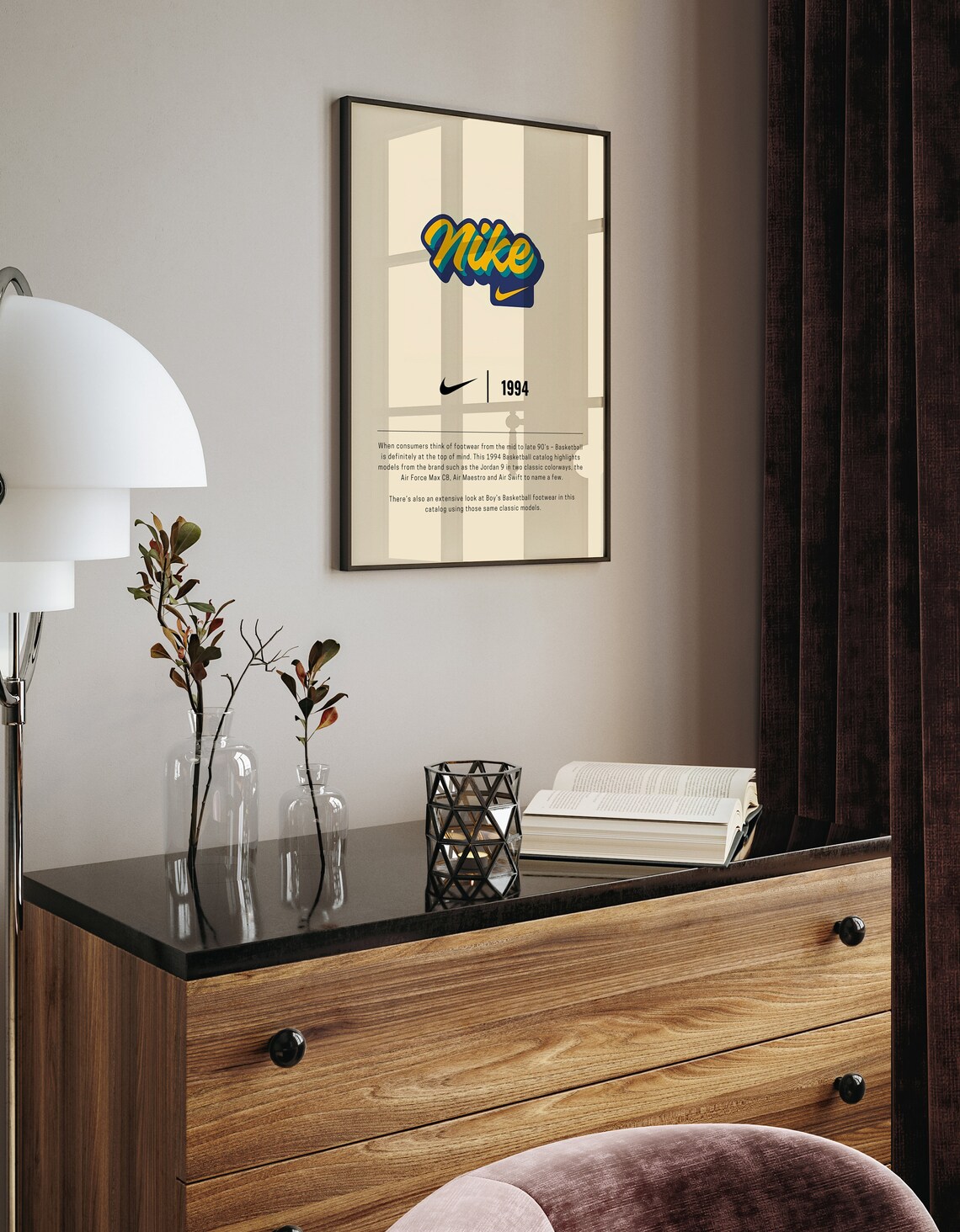 Retro Nike 1994 Basketball Catalog Vintage Sneaker History Wall Art - Image 2