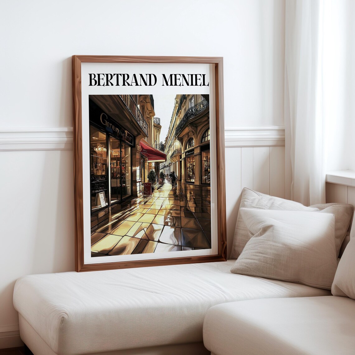 Bertrand Meniel Inspired Paris Boutique Street Red Awning Rain Poster