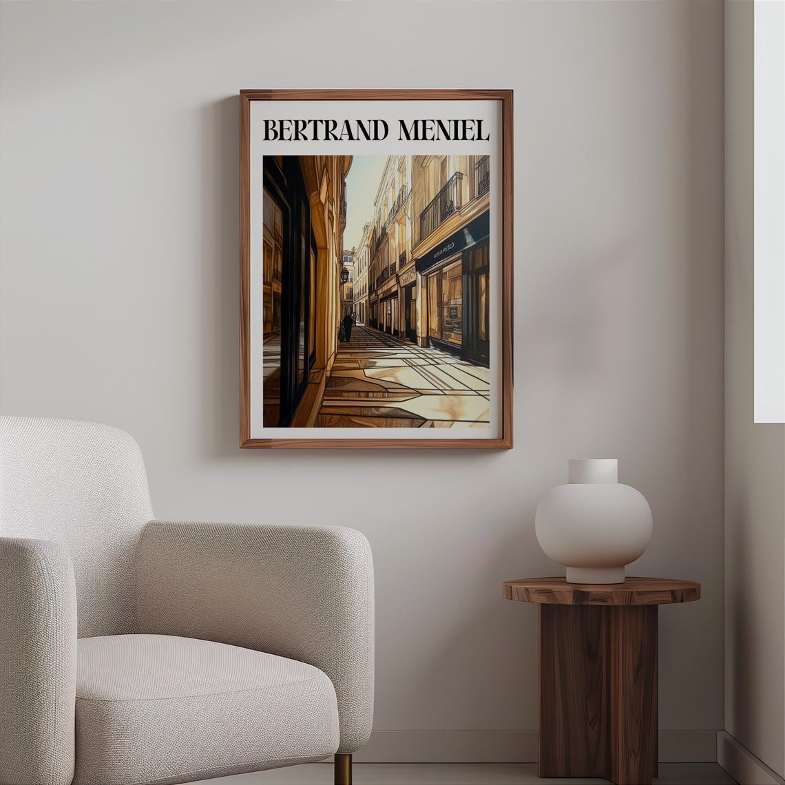 Bertrand Meniel Inspired Narrow Paris Alley Long Shadows Shops Poster - Image 2