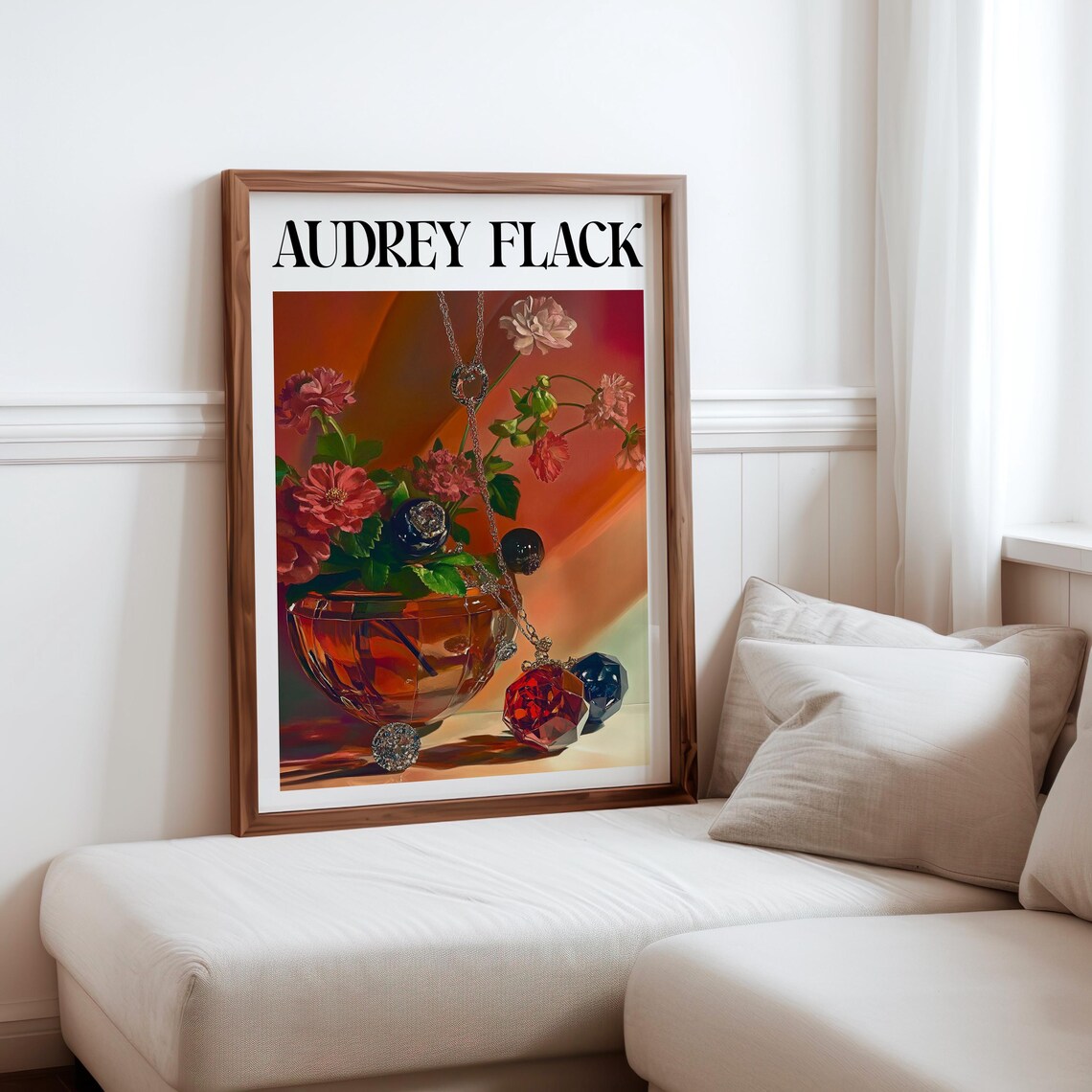 Audrey Flack Amber Vase Flowers Jewelry Gemstones Still Life Print