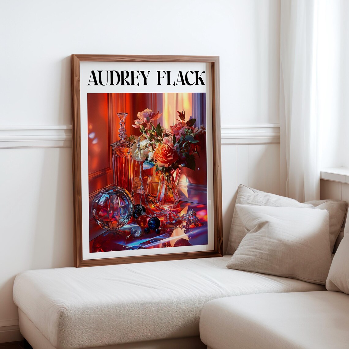 Audrey Flack Crystal Decanter Roses Faceted Gems Still Life Art Print