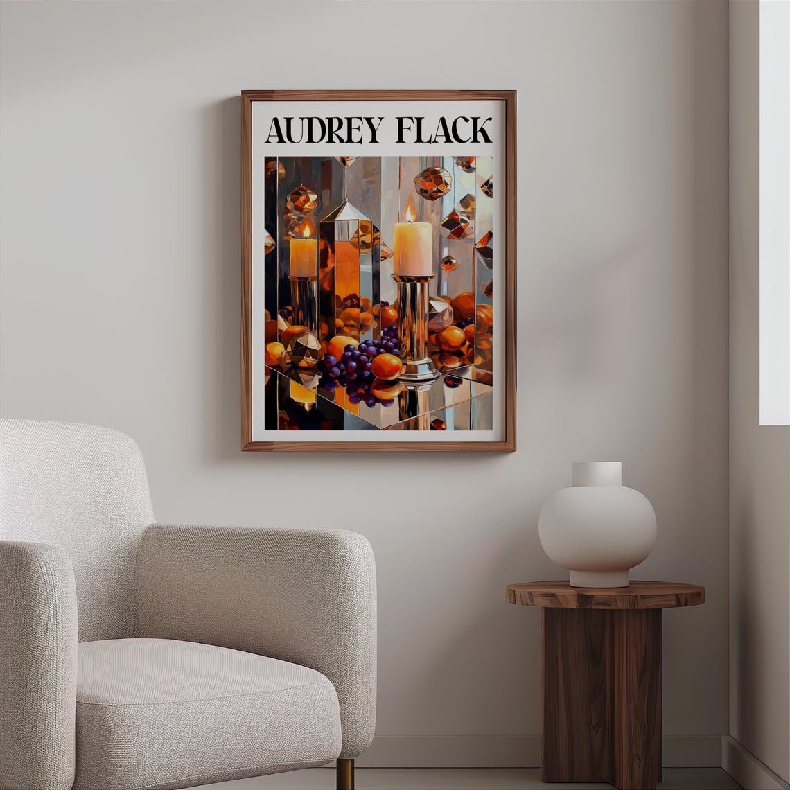 Audrey Flack Inspired Brass Candles Floating Crystals Mirror Poster - Image 2