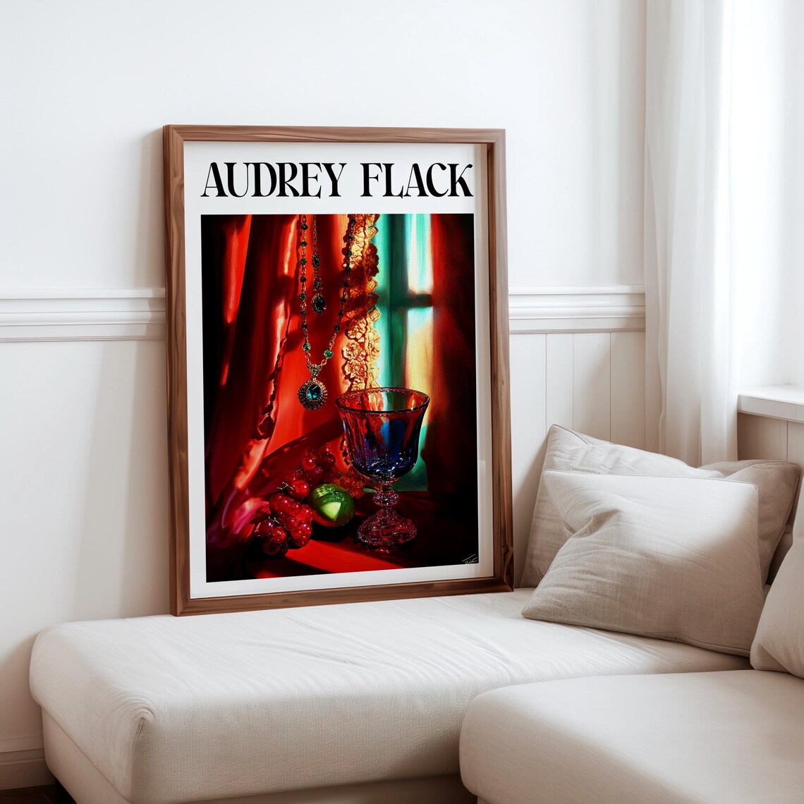 Audrey Flack Blue Glass Grapes Jewelry Drapery Still Life Art Print