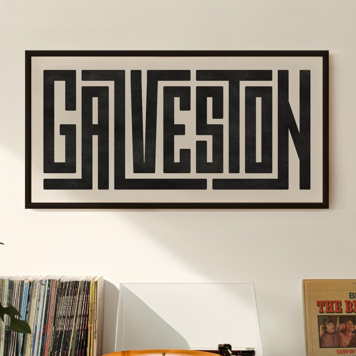 Galveston Minimalist Travel Poster Print, Texas Gulf Coast