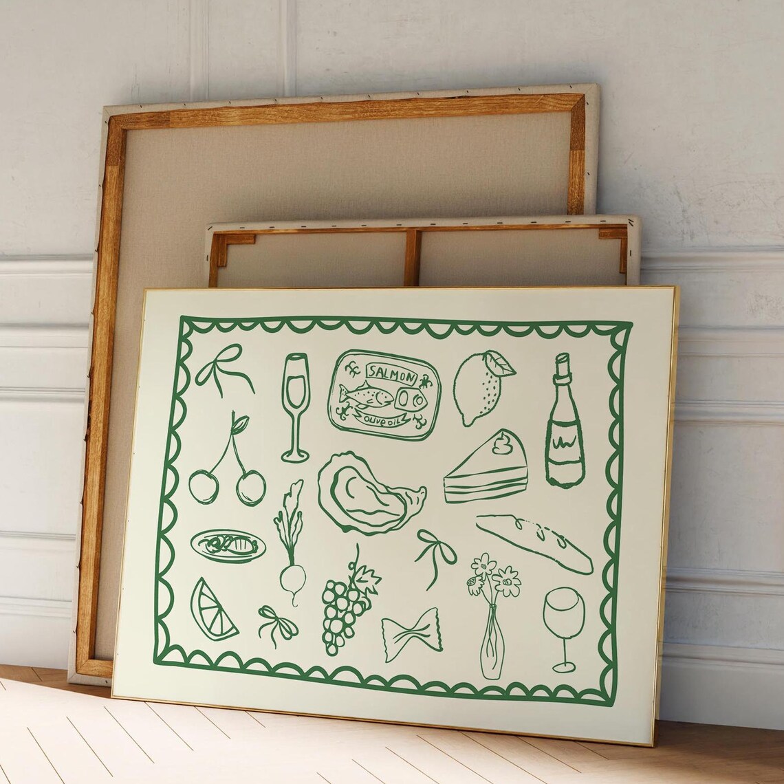 Dinner Party Retro Food Art Print for Kitchen