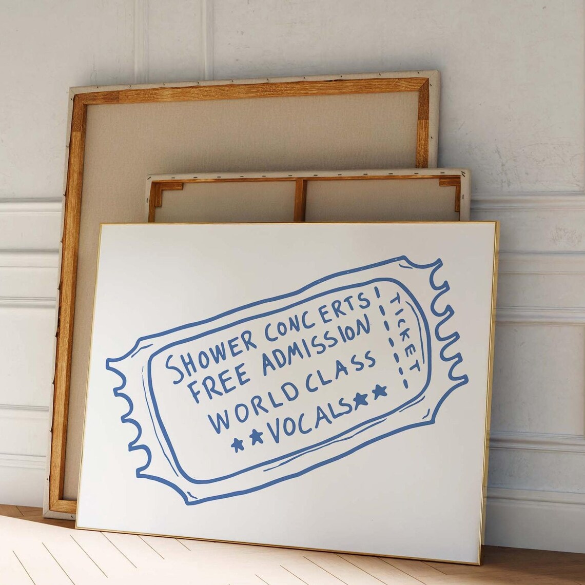 Shower Concerts Free Admission Ticket Blue Typography Quote Poster