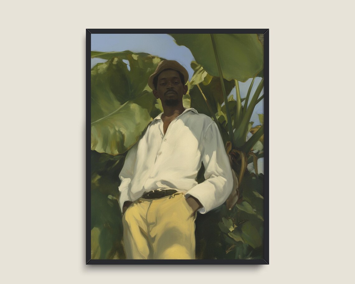 Vintage Black Portrait Art, Dark Academia Decor - Image 3