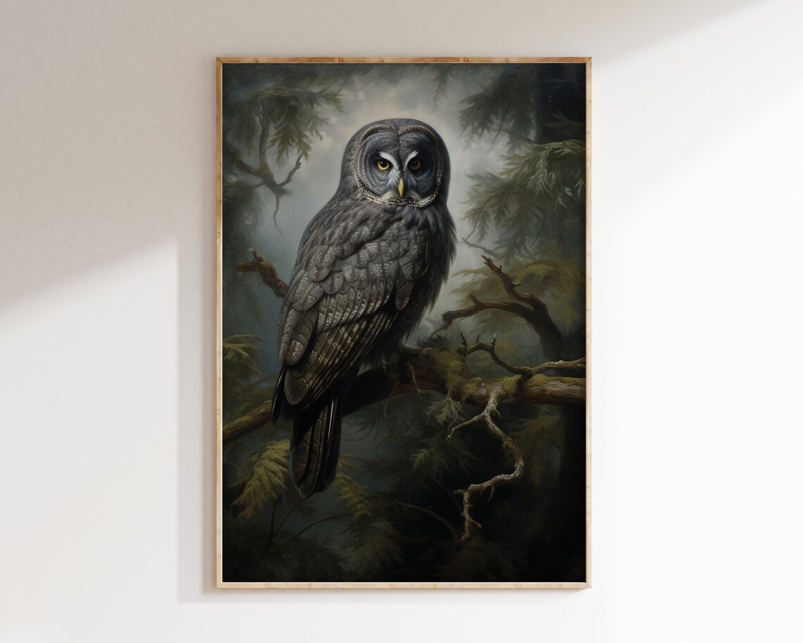 Moody Victorian Owl Art Print, Dark Academia Decor - Image 2