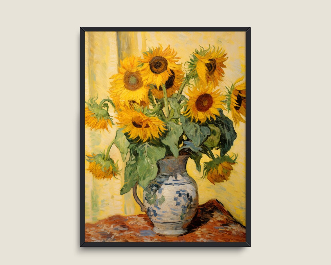 Vintage Sunflower Painting, Farmhouse Art Print - Image 3