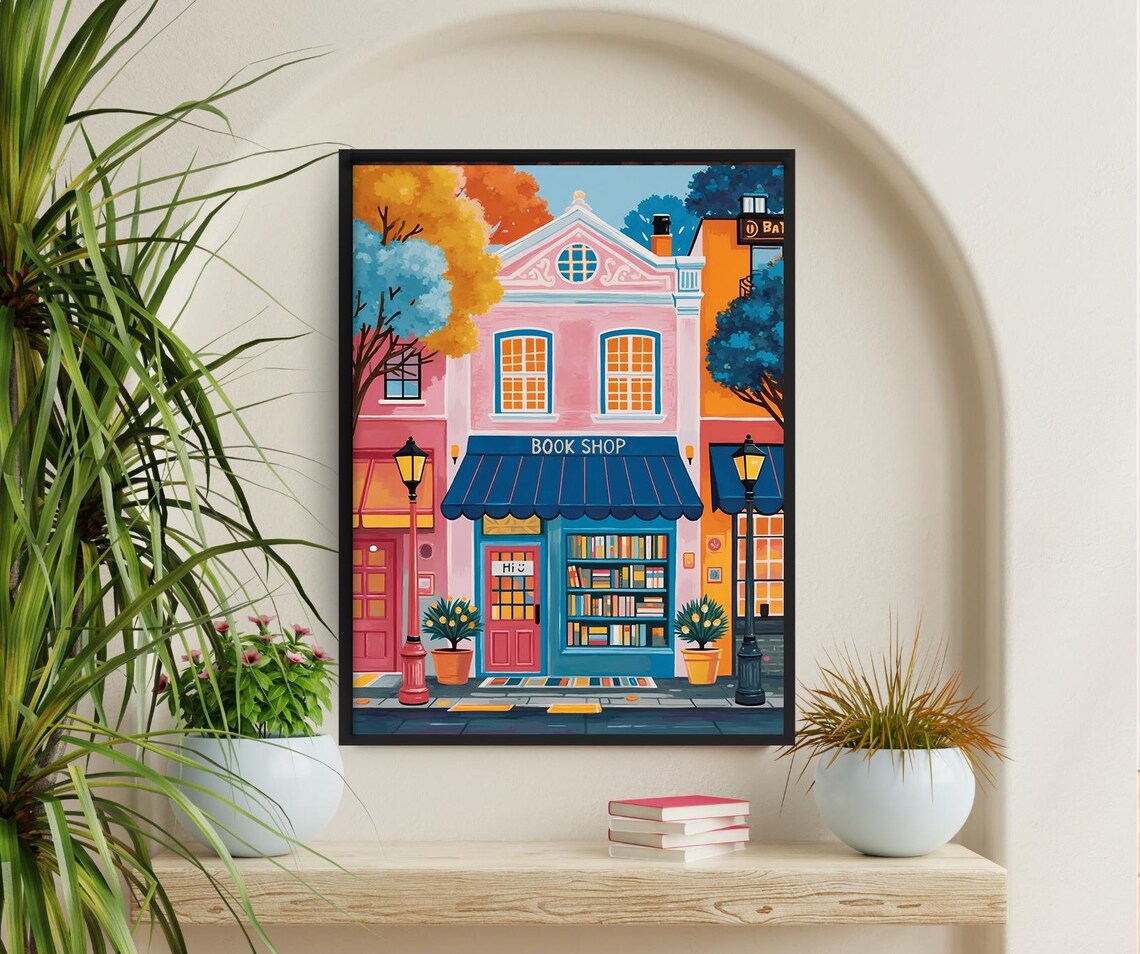 Bookstore Door View, Boho Reading Nook Decor - Image 5