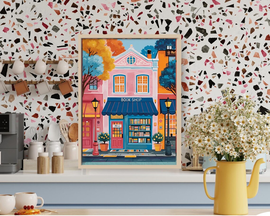 Bookstore Door View, Boho Reading Nook Decor - Image 6